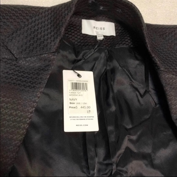 💖 Reiss Turner Textured Blazer, Navy - Picture 9 of 10